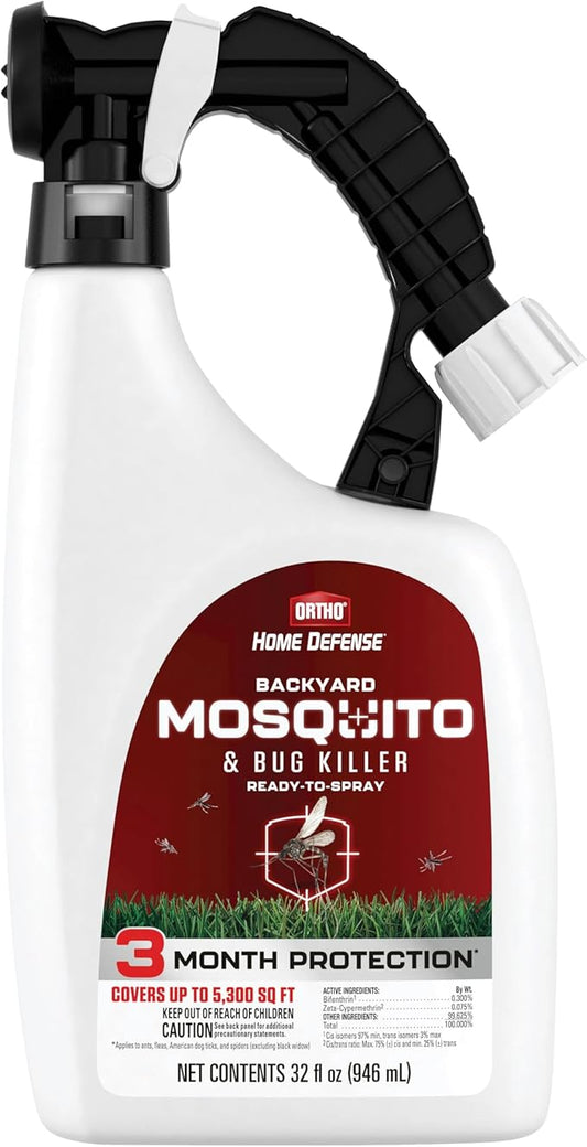 Ortho Home Defense Backyard Mosquito and Bug Killer Ready-to-Spray, Kills Mosquitoes, Ants, Fleas, and Spiders, 32 fl. oz.