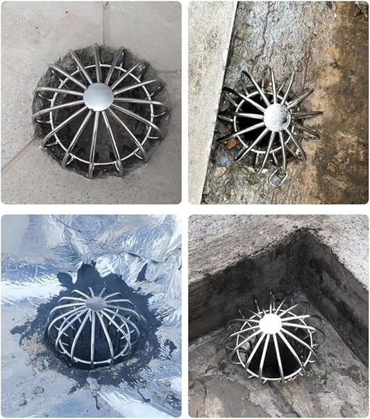2Pcs 304 Stainless Steel Drain Outdoor Roof Anti-Blocking Line Cap Drain Cover Gutter Protector Cleaner Gutter Cleaning Tools (6.89 * 7.64in)