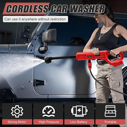 Cordless Portable Cleaning Tool Compatible with Milwaukee 18V Battery, 800 PSI Brushless Handheld Cleaner Tool with 6 in 1 Nozzle, 16.4ft Hose, for Car, Garden, Floor, Fence Cleaning (NO Battery)