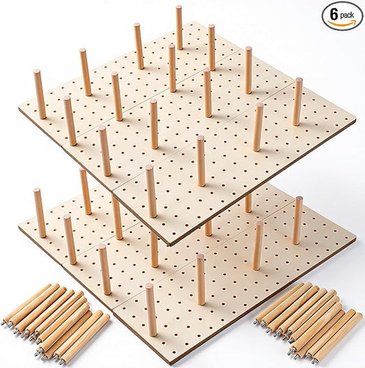 6 Pcs Wood Pegboard Drawer Organizer with 48 Pegs, Wooden Peg Board Drawer Shelf Organizer Adjustable Peg Drawers Organizers for Kitchen Dishes Plate Pegboard Food Containers(17x5.91, Wood)