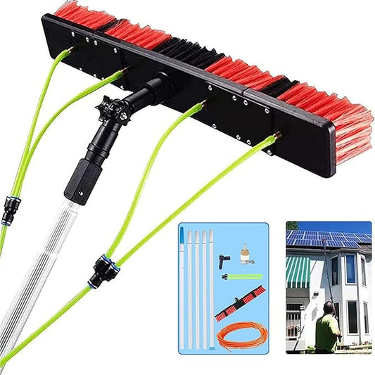 11m/36ft Window Cleaning Pole, Water Fed Telescopic Brush, Water/Hose Fed Pole, Cleaning Photovoltaic and Solar Panels / 11m Rod / 30cm Brush Head