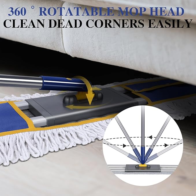 Masthome 36" Commercial Mop with 3 Microfiber Pads & Roller Sponge Mop with 3 Absorbent PVA Mop Refills- Home & Office Suitable