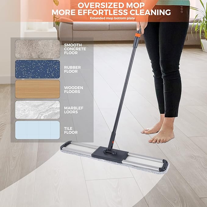 36" Large Wrestling mat mop Commercial Dust Mops for Floor Cleaning Push mop with Adjustable Handle for Company Hotel Household Cleaning Supplies