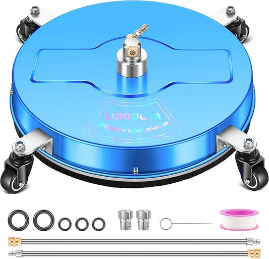 19'' Pressure Washer Surface Cleaner with 4 Wheels - Stainless Steel Surface Cleaner for Pressure Washer Attachment for Concrete, Driveway, Patio, Sidewalk, Deck and Driveways (19 INCH Blue)