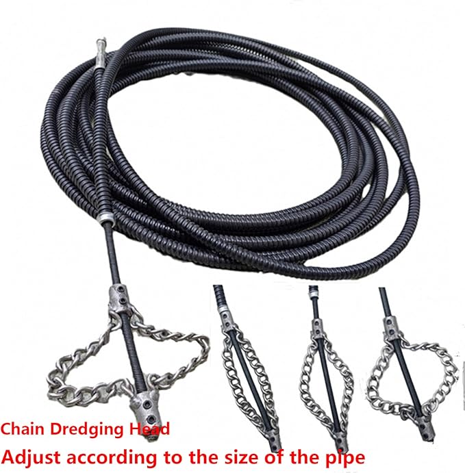 Flex-Shaft Sewer Descaling Chain,Drain Clog Remover,Gutter Cleaning Tools Drain Cleaner for Toilet Shower Kitchen Bathroom Tub Clogged Drains Opener Tool(200cm,Black)