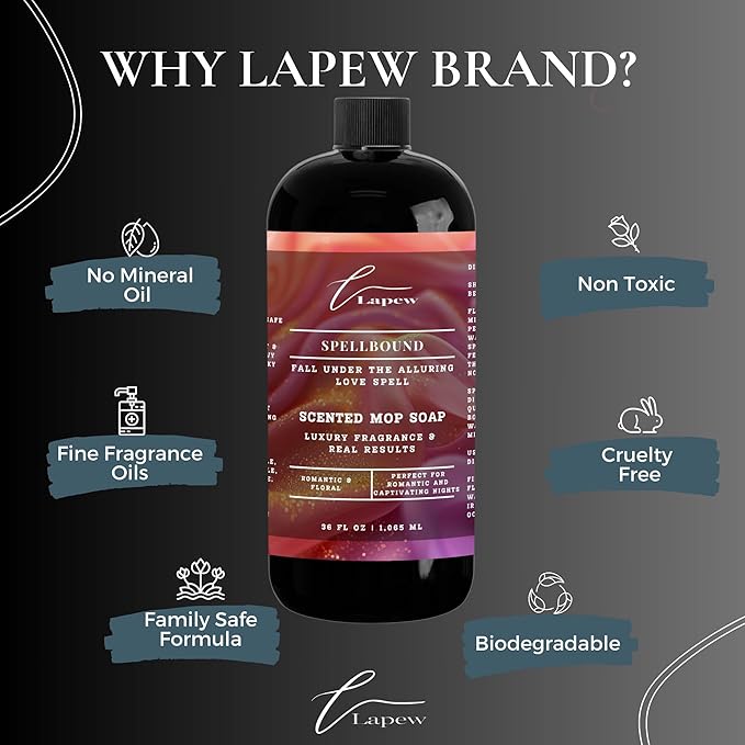 Lapew Spellbound Scented Cleaning Bundle | Carpet Deodorizer Powder (16 oz) & Mop Soap Concentrate (36 oz) | Pet-Friendly Odor Eliminator