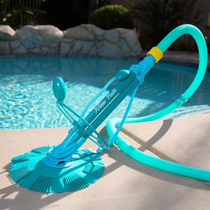 XtremepowerUS InGround Suction Vacuum Pool Cleaner Set – Climb Wall Automatic Cleaner with 30FT Hose + 17-Inch Leaf Skimmer Net
