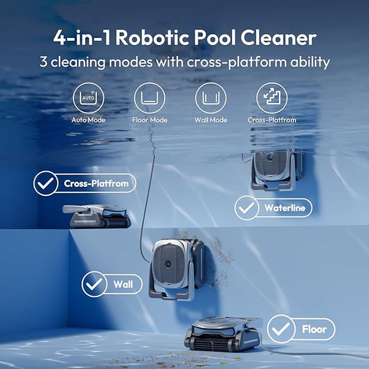 D10P Robotic Pool Cleaner, Pool Vacuum with Superior Suction, Smart Navigation, APP Control, Custom Scheduling, Fall/Wall/Waterline Cleaning, TangleEase™ Tech, for Pools up to 1,076 Sq.Ft.