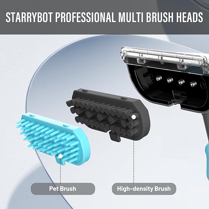 Starrybot Portable Carpet Cleaner Machine with Steam and Heating Techology,18Kpa Powerful Suction with Versatile Tools for Pets, Couch,Spot Cleaner for Stairs/Furniture/Rug(Gray)