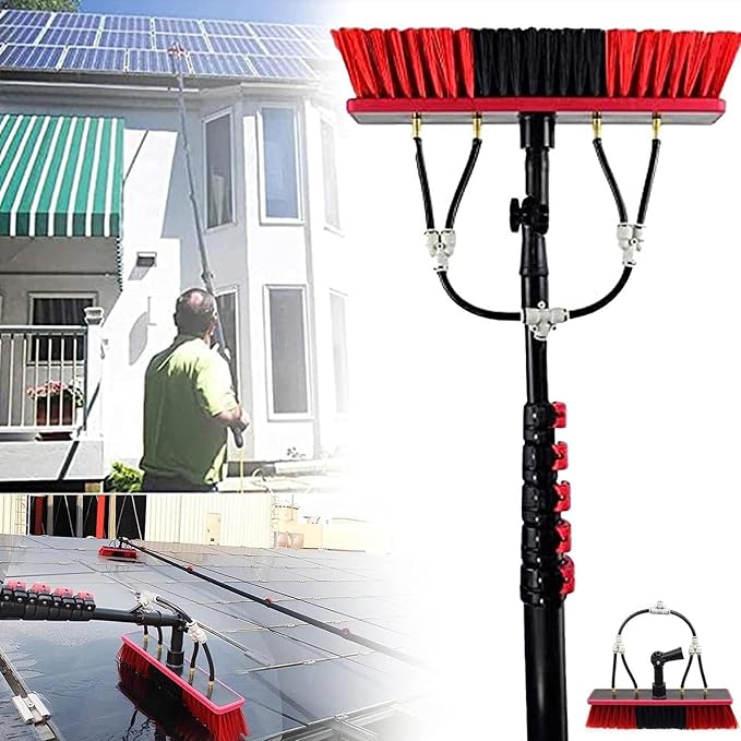 9m Telescopic Car Wash Brush - Solar Panel & Vehicle Cleaning Tool with 55cm Head, Universal Window Cleaner for Efficient Outdoor Maintenance