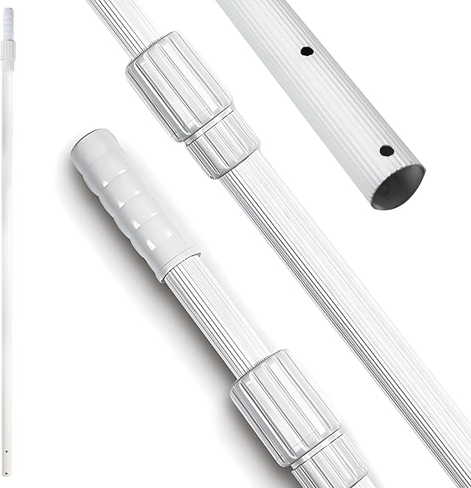SWIMLINE HYDROTOOLS 8360 2-Piece Telescopic Pole 6 To 12 Feet Adjustable Telepole Swimming Pool Cleaning Skimmer Nets Vacuum Heads & Brushes Premium Fluted Anodized Aluminum W/ Strong Grip & Lock