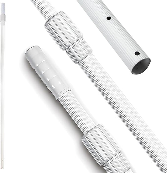 SWIMLINE HYDROTOOLS 8360 2-Piece Telescopic Pole 6 To 12 Feet Adjustable Telepole Swimming Pool Cleaning Skimmer Nets Vacuum Heads & Brushes Premium Fluted Anodized Aluminum W/ Strong Grip & Lock