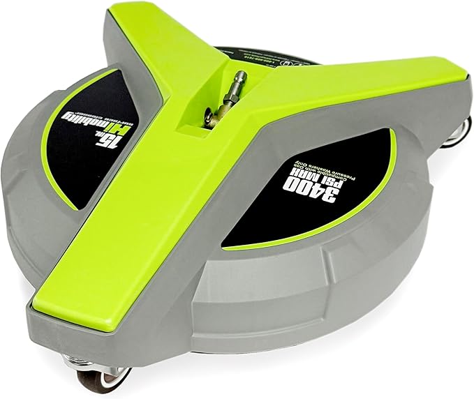 15" Gas Pressure Washer Surface Cleaner with Wheels 3400 PSI Max, Surface Cleaner for Power Washer Attachment for Concrete, Patio, Sidewalk, and Driveways