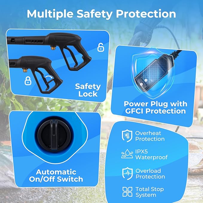 Goplus Electric Pressure Washer, 1900 PSI 1.8 GPM High Pressure Power Washer w/ 4 Quick Connect Nozzles, Soap Bottle & 19.7 FT Hose, Portable Cleaning Machine for Car Washing, Driveway, Patio, Floor