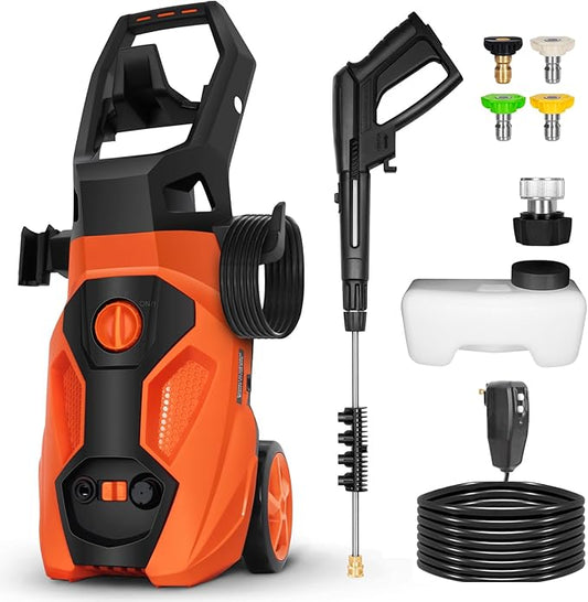 BILT HARD 1.76 GPM 2300 PSI Electric Pressure Washer, Power Motor with Stainless Steel Wand, 4 Spray Nozzles, Built-in Detergent Tank, 20Ft Hose, 35Ft Power Cord for Cars/Driveway/Fences/Home/Patios