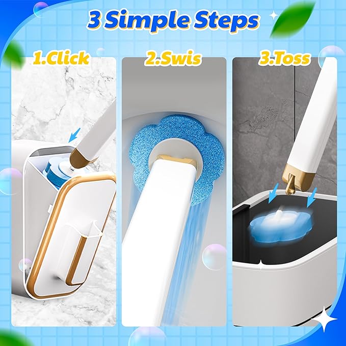 Toilet Bowl Wand Refills - 30 Count Disposable Replacement Brush Heads, Household Bowl Cleaners Refill Pads, Toilet Sponge Brush Scrubbers Cleaning Supplies for Home Washing Bathroom Bathtub