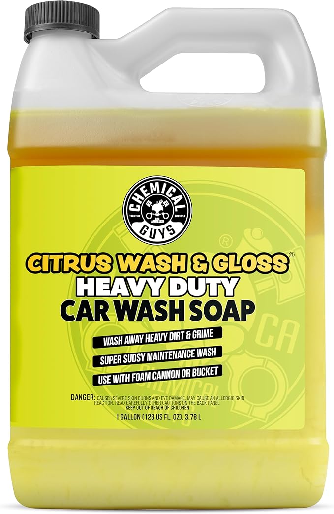Chemical Guys Citrus Wash & Gloss Foaming Car Wash Soap - High Suds Formula Foam Cannon Soap for Foam Blasters, or Bucket Washes - Safe on Paint, Clear Coat, and Wax, Citrus Scent - 128 oz