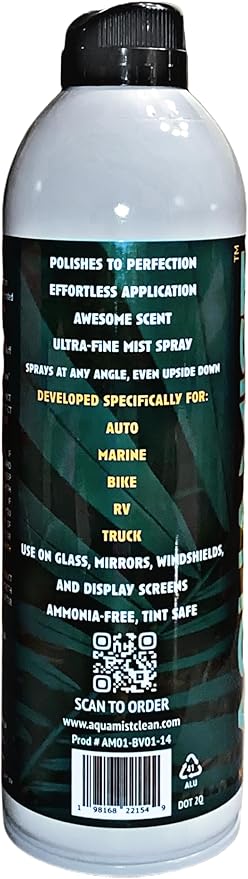 AQUAMIST® Premium Automotive/Marine Glass Cleaner – 4-Pack Value Bundle – Patented No Rag Drag™ Formula – Made in USA – 14 Oz. Aerosol Cans