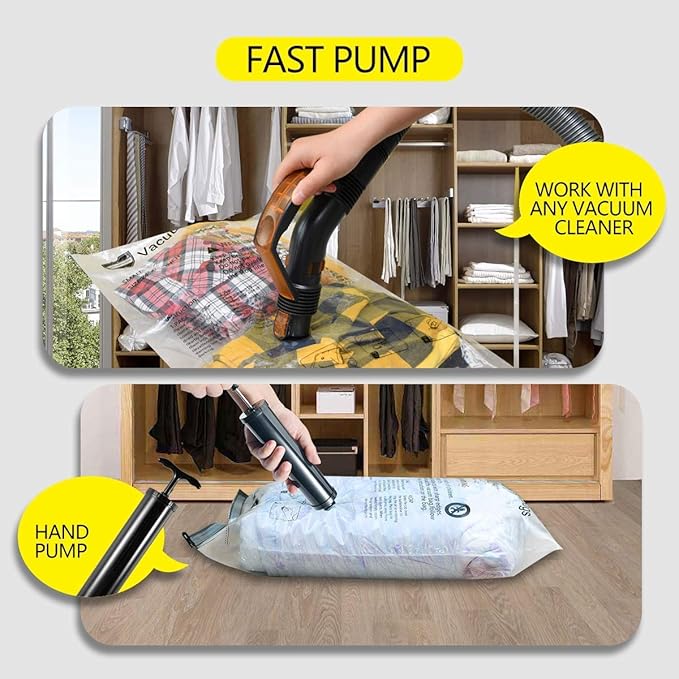 GONGSHI Vacuum Storage Bags, Space Saver Seal Bags For Clothing, Travel Luggage,Blankets, Comforters, Pillows, Clothes Storage.5 Medium 5 Small