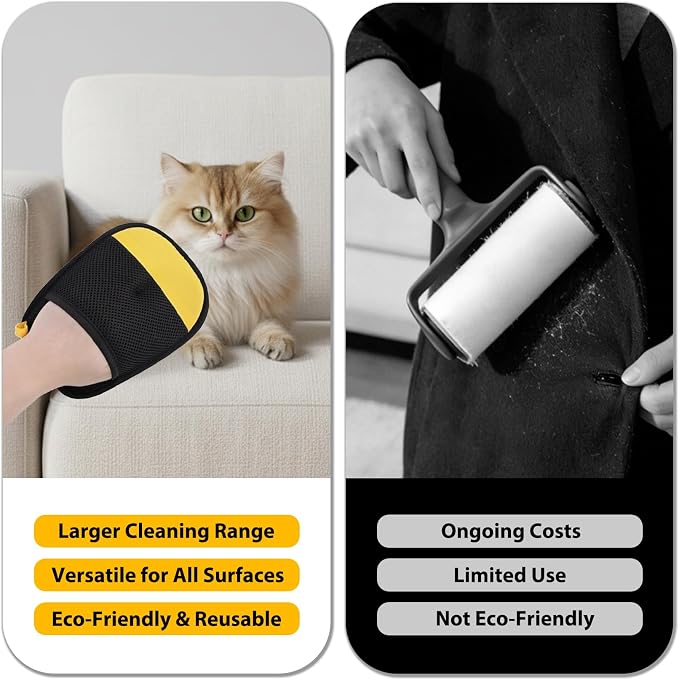 SAWMONG Pet Hair Remover Gloves 2-Pack ?€? Extra-Wide Static Dog & Cat Hair Remover for Couch, Carpet, Clothes & Car Seats, Reusable Lint Roller Alternative - Image 5