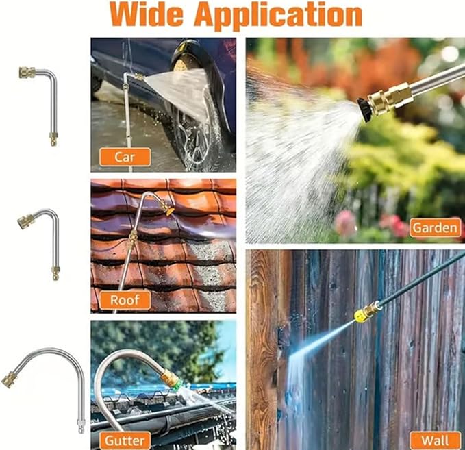 4000 PSI Telescoping High Pressure Washer Wand Set for Gutter & Roof Drainage & Walls Cleaning, Pressure Washer Extension Wand with 5 Atomization Nozzle Tips, 1/4" Quick Connect