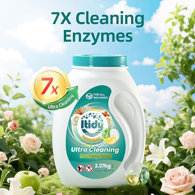 Ultra Cleaning Laundry Pods with 7X Cleaning Enzymes, Fresh Floral Fragrance, 158 Count, 2.37kg, All Machine Compatible