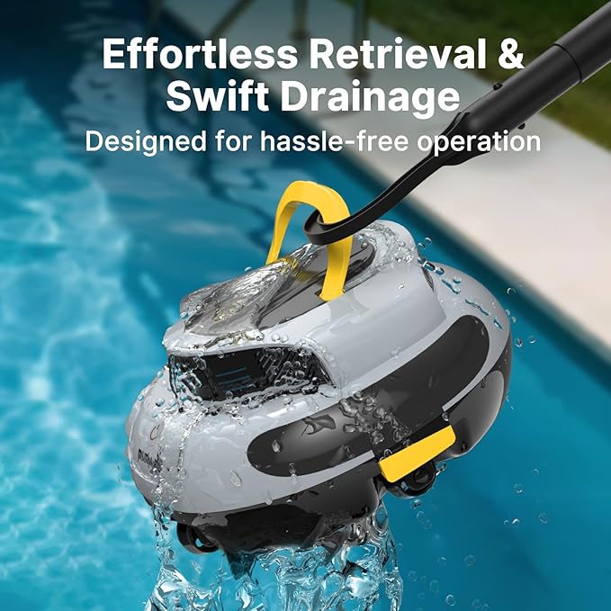 POOLPURE AquaGuard SE II Cordless Robotic Pool Cleaner - 100Min Runtime with 5000mAh Battery, Dual 30W Motors & 2150 GPH Suction for Above Ground & Inground Pools, Advanced Navigation