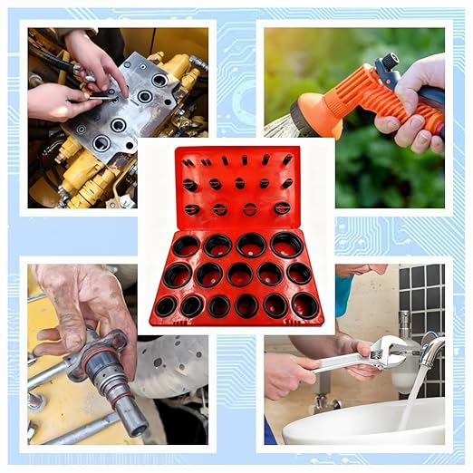 30 Size 382 Pcs Universal Metric SAE AS568 Nitrile Rubber(NBR) O Ring Assortment Kit for Various car Auto Hydraulic Faucet Plumbing Pressure Washer Air or Gas Sealing Repair