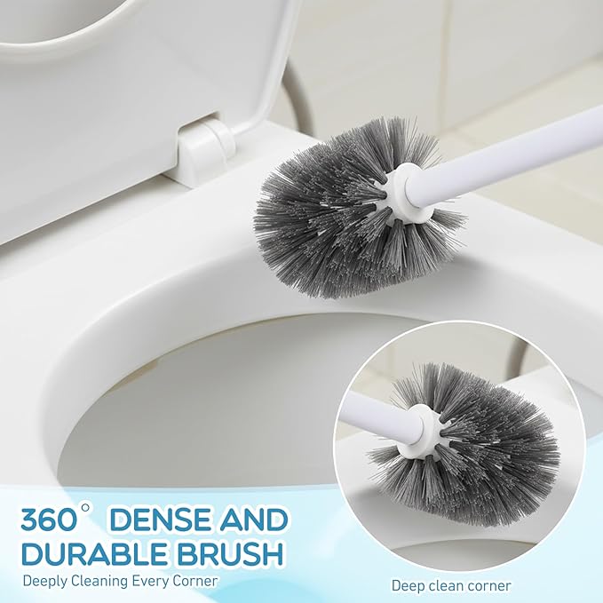 6 Pack Toilet Brush and Plunger Set 22 Inch Extended Handle Plunger Heavy Duty Toilet Bowl Brush Combo with Holder Bathroom Tools Professional Cleaning Supplies Kit for Maintenance