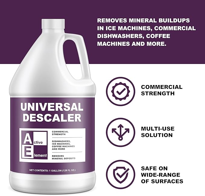 Universal Descaler - 1 Gallon - Commercial Grade Delimer for Dishwasher - Ice Machine Cleaner and Coffee Pot Descaler - Steam Tables - Hand Descaling