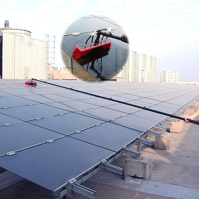 Telescopic Cleaning Brush, Multi-Purpose Water Spray Brush, Solar Panel Cleaning Equipment, Telescopic Hydrocleaner, 3.6m-10.8m, Roof Cleaning Tools Window Cleaner Kit,36ft/10.8m-55cmBrushhead