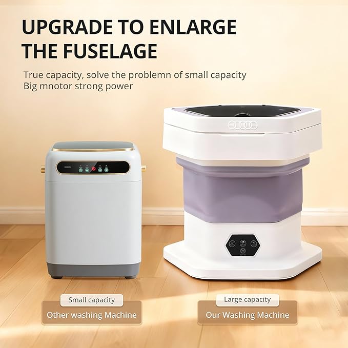 Portable Washing Machine, 16L Upgraded Mini Washer with Spin Basket Laundry Machine for Baby Clothes, Underwear, Socks; Ideal for Travel, Dorms, Camping (purple)