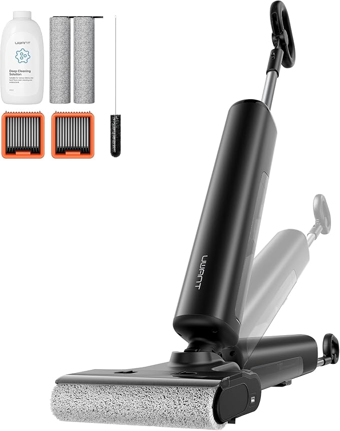uwant Wet Dry Vacuum Cleaner 180° Lay-Flat Vacuum Mop All in One with 100℃ Hot Water and Air Drying 23000Pa Suction Vacuum Cleaner with Self-Cleaning Anti Odor Triple Edge Electric Mop