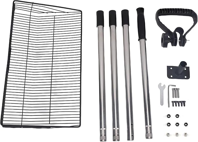Large Chicken Poop Scooper, Adjustable Long Handle Stainless Steel Chicken Coop Cleaning Tool with Telescopic Push Lock & Non Stick Surface for Cat Litter Sifting Shovel