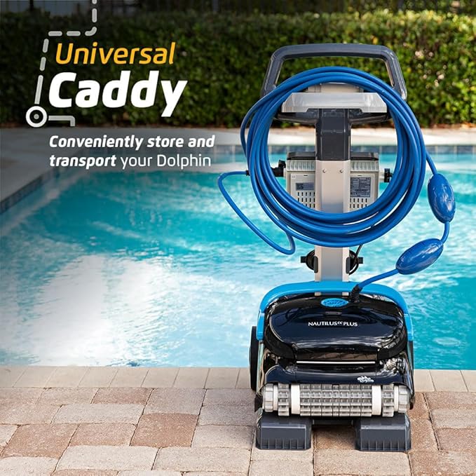 Dolphin Nautilus CC Plus Robotic Pool Vacuum Cleaner with Wi-Fi Control — Included Universal Caddy for No-Hassle Storage — Ideal for Above/In-Ground Pools up to 50 FT in Length