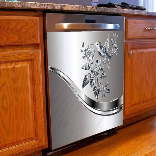 Generic Magnetic Dishwasher Cover Sticker, Multicolor Floral Pattern, Modern Style, Vinyl Material, Rectangular Sheet, 23W x 26H inches