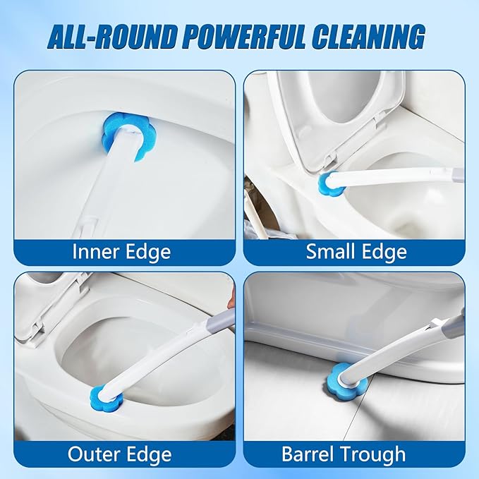 Disposable Toilet Brush and Holder Set, 2 Pack Toilet Wand Kit with 72 Refills, Wall Mounted Toilet Bowl Cleaner System Kit, Toilet Scrubber for Bathroom Cleaning Sink Bathtub