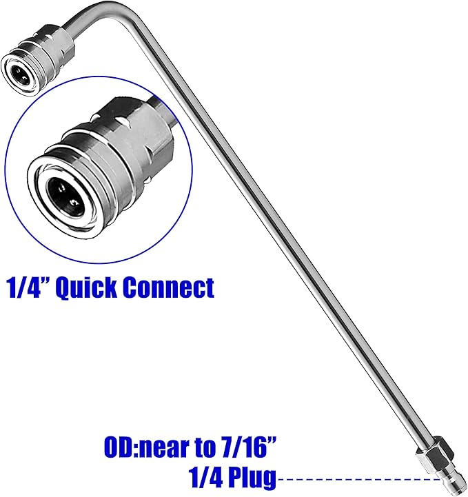 M MINGLE Pressure Washer Wand Extension, 90 Degree Curved Angled, Undercarriage and Gutter Cleaner Attachment, 1/4 Inch Quick Connect, 14 Inch