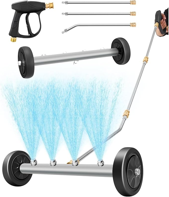 Saker Undercarriage Pressure Washer,16 Inch Pressure Washer Undercarriage Cleaner,4000 PSI Undercarriage Washer Attachment Under Car Cleaner with Pressure Washer Gun and 3 Extension Wands