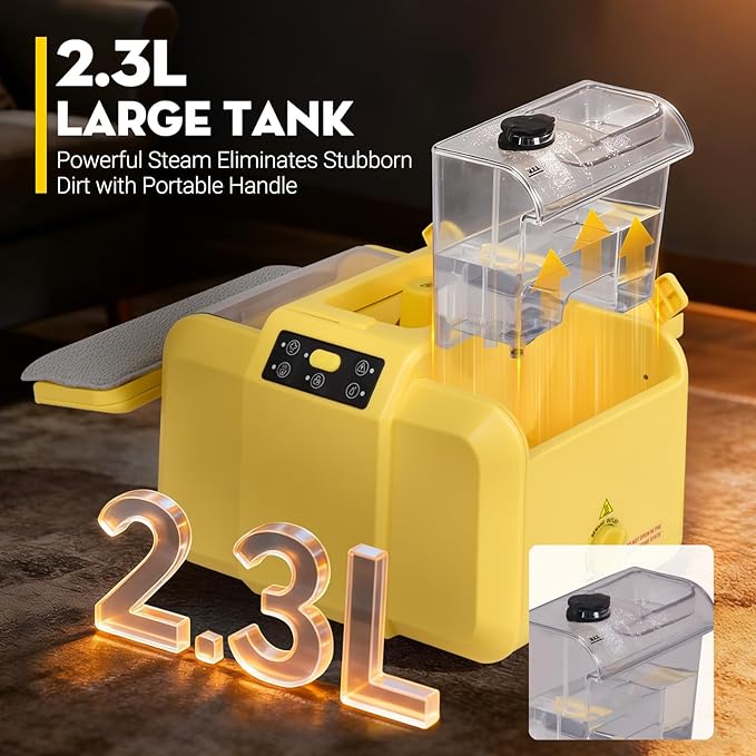 Steam Cleaner, Chemical-Free High-Pressure Commercial Steamer Cleaner with Unlimited Steam Injection, Fast Heat-Up, 2.2L Capacity, 14 Accessories for Floors, Grout, Upholstery (yellow)