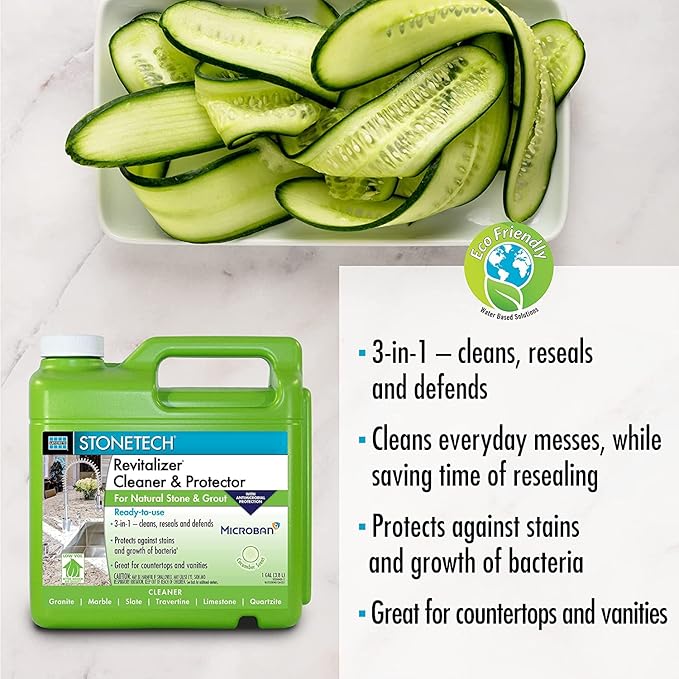 StoneTech RTU Revitalizer, Cleaner & Protector for Tile & Stone, 1-Gallon (3.785L), Cucumber Scent
