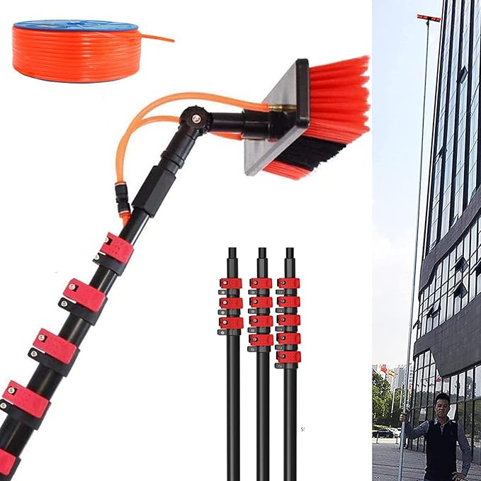 3.6-10.8M Window Cleaning Pole Water Fed Telescopic Brush Window Cleaner Kit Extendable Solar Panel Washing Equipment Cleaning Conservatory Roof (5.4M)