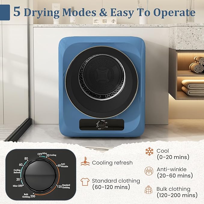 Auertech Portable Washer and Dryer Combo, 20 Lbs Twin Tub Washing Machine, 1.5 Cu.Ft Compact Clothes Dryer, Portable Washing Machine and Dryer Set for Laundry, Apartment, RV, Dorm, Blue