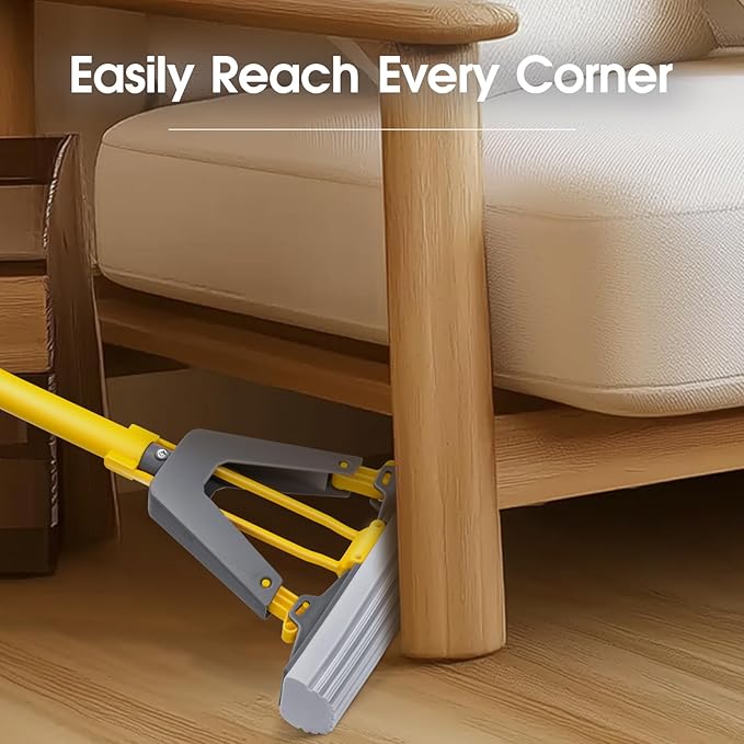 Masthome 36" Commercial Mop with 3 Microfiber Pads & Sponge Mop and Stainless Steel Handle with 3 Absorbent Mop Refills - Home & Office Suitable