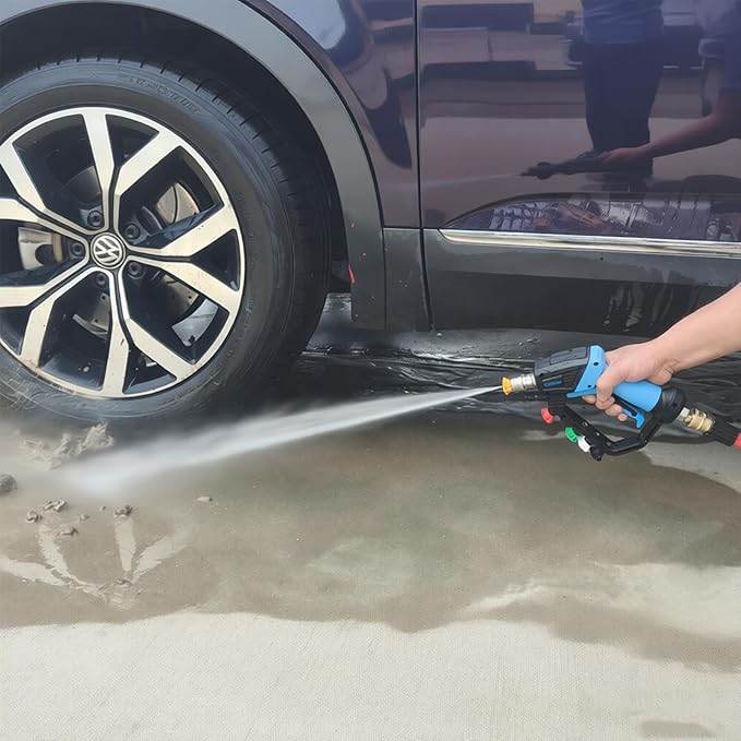 GDHXW Short High Power Pressure Washer Gun with Swivel, 5 Nozzle Loss Prevention Design 5000 PSI For Pressure Washer