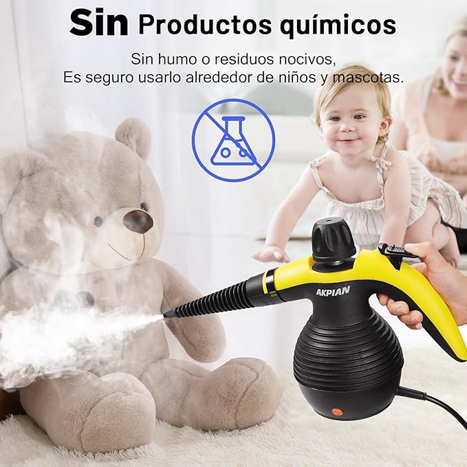 Handheld Steam Cleaner, Steamer for Cleaning, Multipurpose Portable Steam Cleaners for Home Use with Safety Lock and 10 Accessory Kit to Remove Grime, Grease, and More, Save Time and Effort