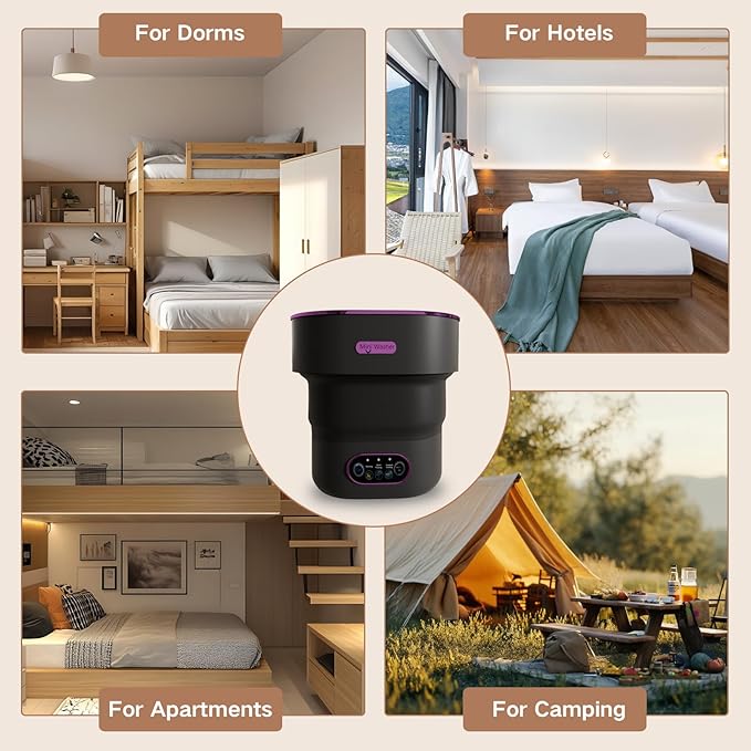 Portable Washing Machine, 15L Small Foldable Washer with 3 Cleaning Modes for Baby Clothes, Underwear, Small Items, Mini Collapsible Laundry for Travel Apartment Home Dorm Hotel Camping (Black)