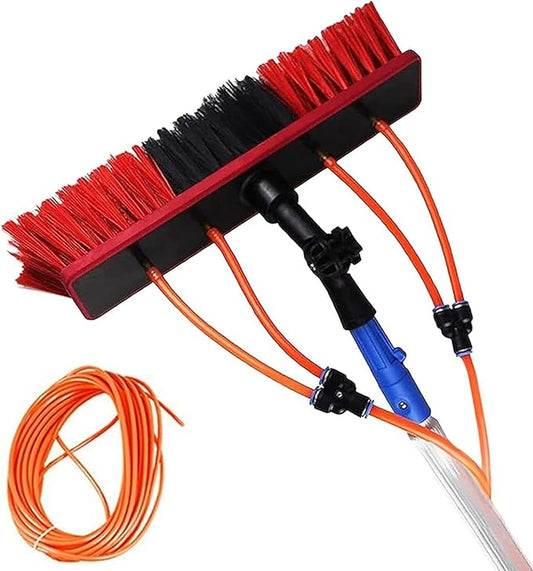 Window Cleaning Telescopic Pole Window Cleaning Kit, Window Cleaning Water Fed Poles Roof Cleaning Tools with 20M Water Supply Pipe, Solar Panel Cleaning Brush(30cm Head,36FT/10.8M)