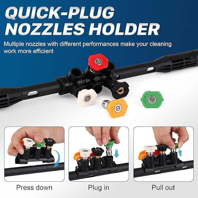 Pressure Washer Extension Wand, 110 Inch Gutter Cleaning Tools from The Ground, Power Washer Extension Pole with 5 Nozzle Tips, Curved Rod, 1/4" Quick Connect, Pressure Washer Lance, 4000 PSI