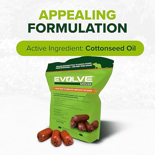 Evolve Mouse Birth Control Soft Bait Sausages – 6 lbs | Science-Based Mouse Population Control | Non-Lethal, Long-Term Population Management